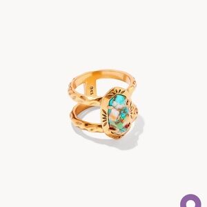 Kendra Scott Bronze Veined Turquoise Ring with Vintage Gold Band